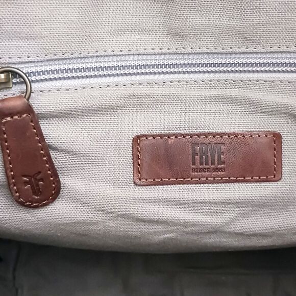 FRYE Melissa Collection Lg Dark Brown Leather Tote Bag Padded Divider Pockets - Picture 12 of 14